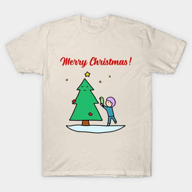 Merry Christmas - Sustainable Tree (Cream) T-Shirt by ImperfectLife